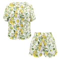 thumbnail image 4 of Yuyamidu Yellow Lemon Ladies Summer Pajama Set Crew Neck Short Sleeve Top & Comfy Shorts Soft Cozy Nightwear Casual Lounge Set, 4 of 7