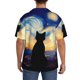 thumbnail image 3 of Fotbe Cat Under Starry Skies Camisa Estampada de Manga Corta para Hombre, Casual de Verano, Estilo Playero, Sin Arrugas-4X-Large, 3 of 5