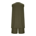 thumbnail image 3 of Fmbrln Womens Summer 2 Piece Sets Casual Solid Color Crew Neck Sleeveless Side Slit Tank Tops and Shorts Sets Lounge Sets Army Green XL, 3 of 5