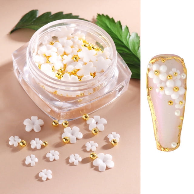 Decoraciones de uñas Irfora Diamantes de imitación de flores para uñas acrílicas, suministros de arte con perlas, manicura, decoraciones de uñas DIY para mujeres y niñas Irfora Decoraciones de uñas