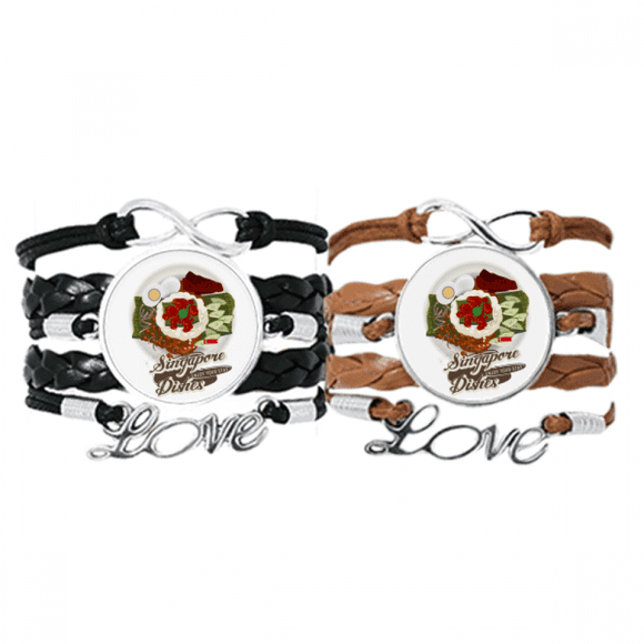 Traditional Singapore Nasi Lemak Bracelet Hand Strap Leather Rope Wristband Double Set