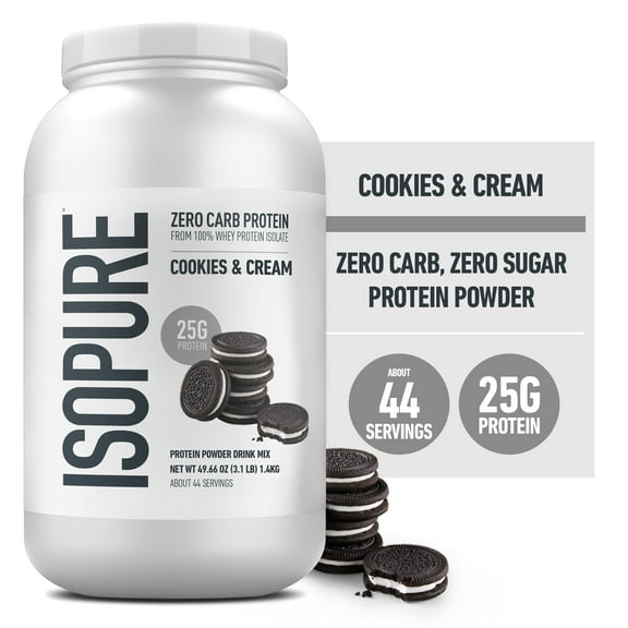 Isopure Zero Carb, Protein Powder, Cookies & Cream, 3 lb (1.36 kg)