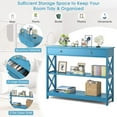 thumbnail image 5 of KOTEK Console Table with Drawer and Storage Shelves, Narrow Sofa Table for Living Room, Easy Assembly, 3-Tier Entryway Table with Storage for Hallway (Blue), 5 of 9
