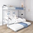 thumbnail image 4 of SYNGAR Twin over Twin Bunk Bed with Trundle, Loft Bunk Bed with Pull-out Trundle and Safe Full-length Guardrail, Metal Triple Bunk Bed can Convertible to 3 Single Platform Bed, 12 Heavy Slats, Silver, 4 of 8
