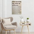 thumbnail image 3 of One Morning She Woke Up Different Canvas Wall Art, Inspirational Empowerment Quote Print, Framed Vintage Parchment Style Decor for Bedroom & Office, Soulful Gift for Her 8*12inch(20*30cm), 3 of 6