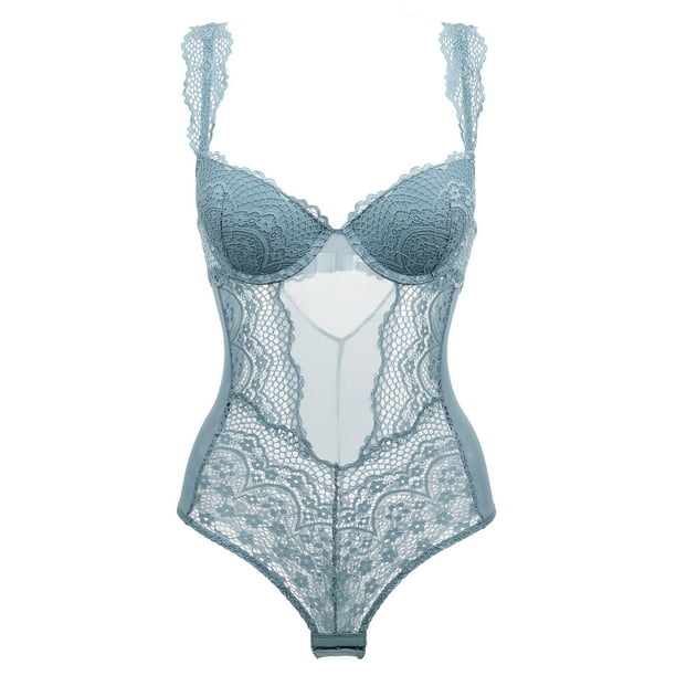 Traje de baño de una pieza semitransparente de encaje sexy y seductor personalizado para mujer