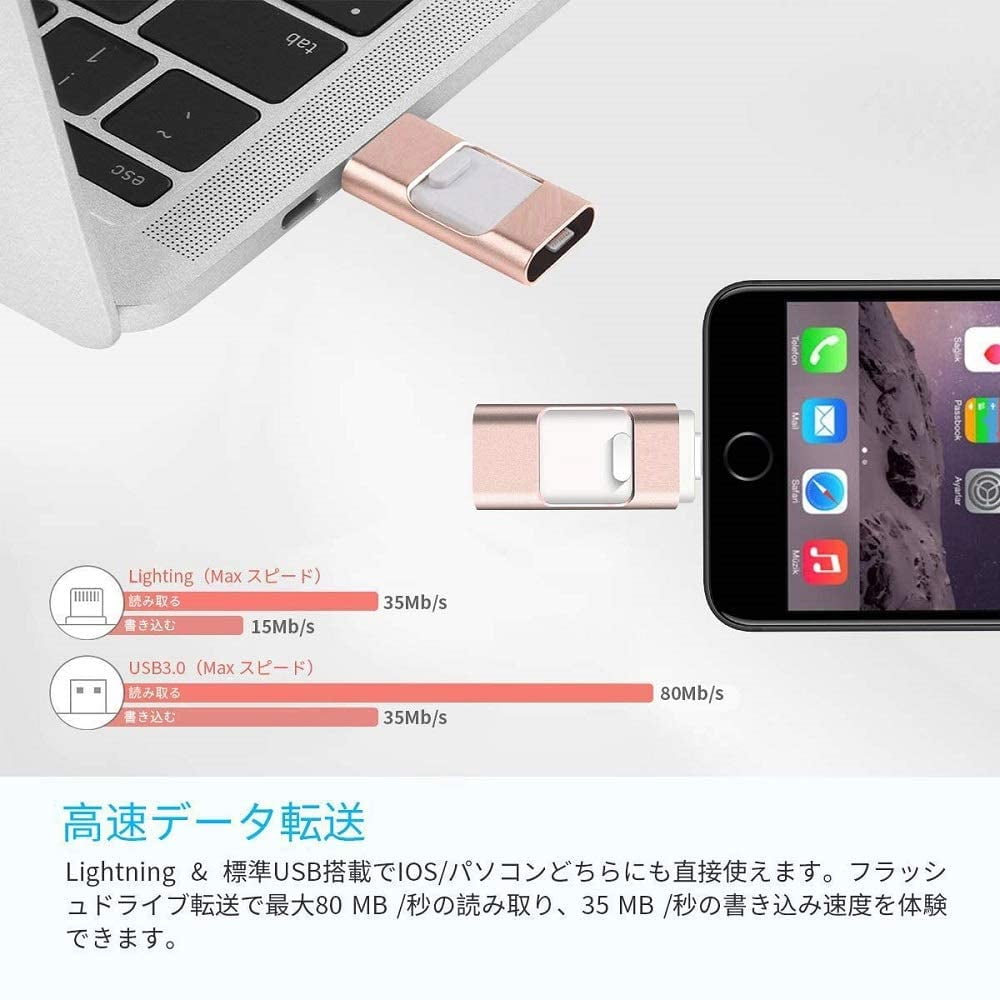 Rose Gold 256gb 3 0 Usb Flash Drives For Iphone 3 In 1 Lightning Otg Jump Drive Ipad Memory Stick Ios External Walmart Canada