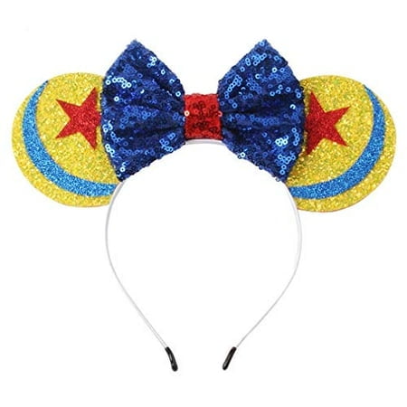 CLGIFT Toy Story Inspired Minnie Mouse Ears Headband/Toy Story Ears/Toy Story Minnie Ears, Silver gold blue minnie ears, Rainbow Sparkle Mouse Ears,Cl