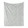 thumbnail image 1 of Rainbow Soft Flannel Fleece Throw Blanket, Doodle Rainbow Funny Raindrops with Clouds Stars on Greyscale Striped Background, Cozy Plush for Indoor and Outdoor Use, 70" x 90", Multicolor, by Ambesonne, 1 of 6