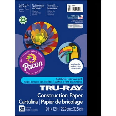 Pacon-2PK Tru-Ray Construction Paper, 76 Lb Text Weight, 9 X 12, Black, 50/Pack