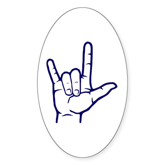 CafePress - Dark Blue I Love You Oval Sticker - Sticker (Oval)