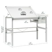 Studio Designs Metal Adjustable Height Split Top Drawing Table with 39.5 x 30 Tilting Top