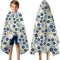 thumbnail image 3 of Blue Baseballs with Yellow Flowers Pattern Hooded Bath Towel，60"x35" for Ages 3 To 12 Kids, Quick Dry Lightweight Soft Microfiber Hood Beach Towel Cover Up for Kids, 3 of 7