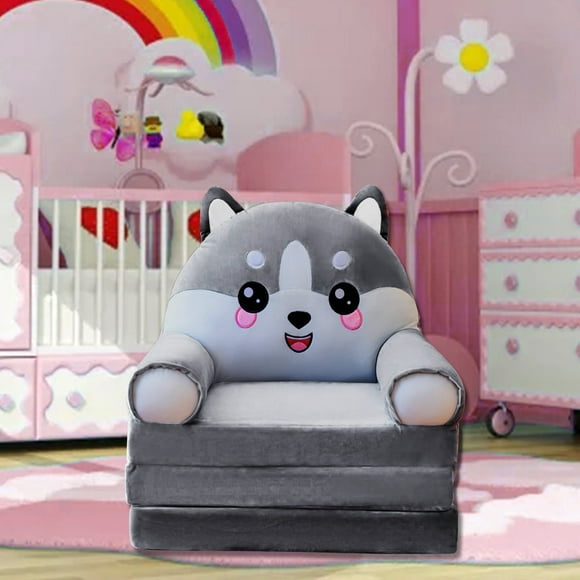 Huhuzaio Seat Cushion Plush Foldable Kids Sofa Backrest Armchair 2 In 1 Foldable Children Sofa Cute Lazy Sofa Children Flip Sofa Bed For Living Room Bedroom Without Liner Filler