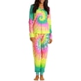 thumbnail image 2 of #followme Tie Dye 2 Piece Jogger Thermal Pajama Set for Women 6862-10575-XXL (Tie Dye Neon Swirl, X-Large), 2 of 2