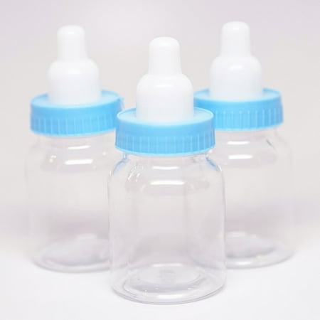 Miniature Blue Baby Bottles Jars Fill able 3" Baby Shower Games Favors 10 Pack