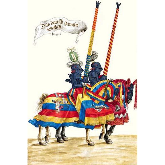 German Knights in Horseback in Procession-Fine Art Canvas Print (20" x 30")