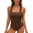 thumbnail image 2 of CHENge Brown Women One Piece Swimsuits Tummy Control Bathing Suits Push up Full Coverage Swimwear, 2 of 7