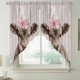 thumbnail image 2 of Brown Cow Swag Valances for Windows, Kitchen Window Curtains Over Sink, Vintage Animals Spring Floral Wooden Window Treatment Curtains for Living Room/Bedroom Curtains 2 Panel Sets 36"x45", 2 of 8