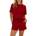 thumbnail image 3 of RongHuan 2 Piece Sets for Women Summer Crewneck T-Shirt Matching Shorts Set with Pockets Casual Travel Outfits Trendy, 3 of 8