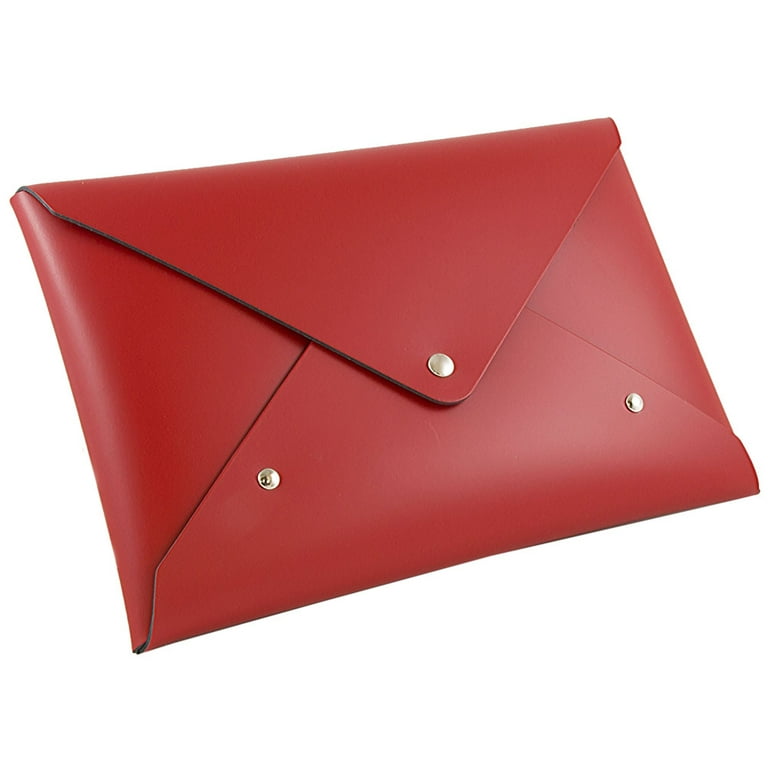 JAM Italian Leather Snap Portfolio, 6.1x9x.75, 1/Pack, Red