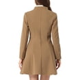 thumbnail image 3 of Abrigo de invierno para mujer INSPIRE CHIC, corte A, de manga larga, con botonadura simple, dobladillo peplum, largo, color marrón, 3 of 6