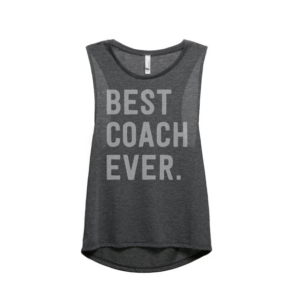 Thread Tank Best Coach Ever Women's Sleeveless Muscle Tank Top Charcoal 2X-Large