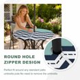 thumbnail image 4 of Round Outdoor Tablecloth with Umbrella Hole and Zipper, Black Chevron Tablecloth with Elastic Waterproof, Geometric Turquoise Wavy Striped White Patio Table Covers for 36" - 44" Picnic Pool Tables, 4 of 9