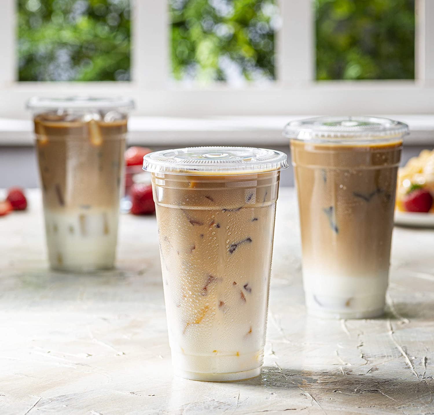 [400 Pack] 20 oz Cups | Iced Coffee Go Cups and Sip Through Lids | Cold Smoothie | Plastic Cups with Sip Through Lids | Clear Plastic Disposable Pet