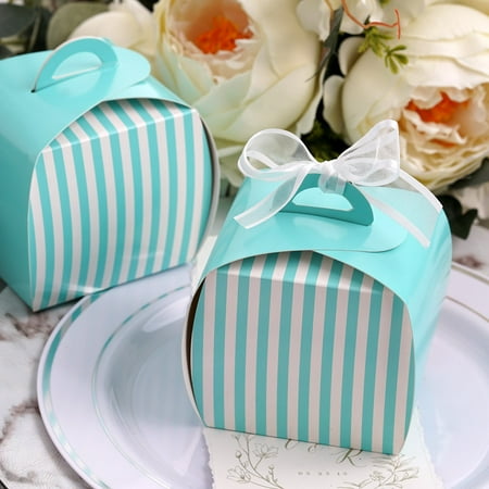 Efavormart Lovable Striped Cupcake Purse Favor Boxes for Candy Treat Gift Wrap Box for Bridal Shower Anniverary Wedding Party 10pc