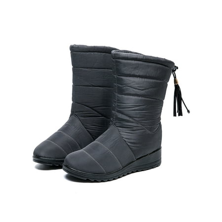 

Colisha Womens Middle Tube Tassel Snow Boots Faux Fur Lined Indoor Outdoor Boots Soft Antiskid Mid-calf Casual Shoes