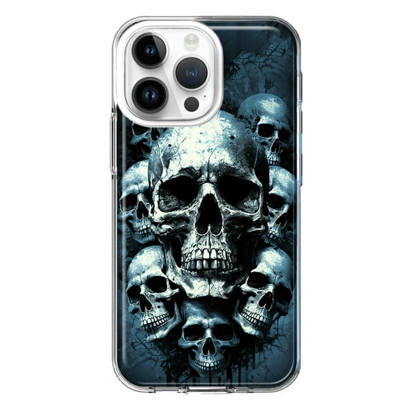 MUNDAZE Case for Apple iPhone 15 Pro Max Slim Hard Shell Soft TPU Hybrid Shockproof Heavy Duty Protective Phone Cover - Graveyard Death Dream Skulls