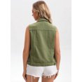 thumbnail image 4 of DARING DIVA Womens Denim Vest Button Down Jacket Sleeveless Jean Jacket M Army Green, 4 of 7