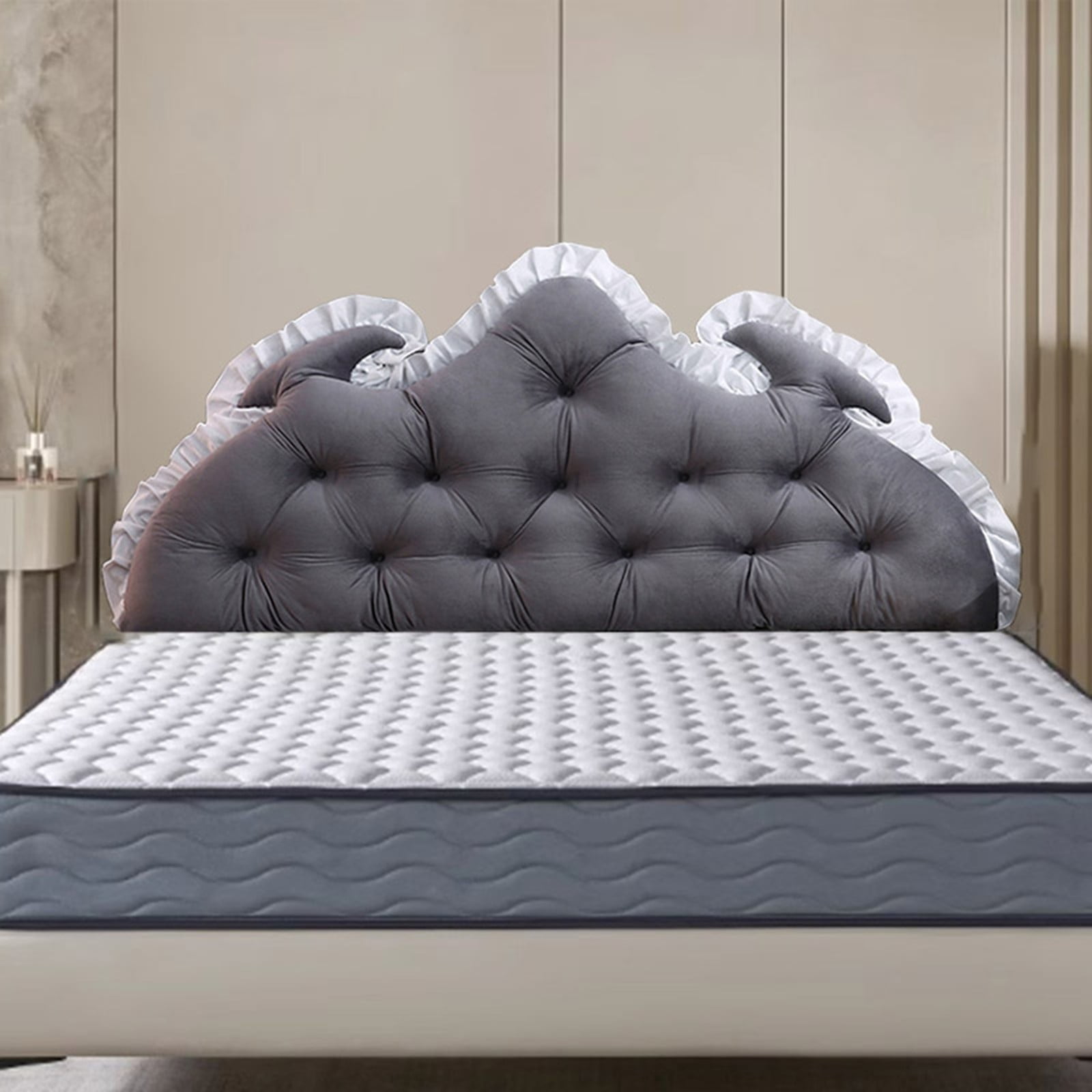 Large Headboard Pillow for Bed Backrest Support - Soft Reading Pillow with Removable Cover, Lace Trim, Positioning Cushion for Sitting in Bed, Sofa, Daybed - 47.2"x21.6"