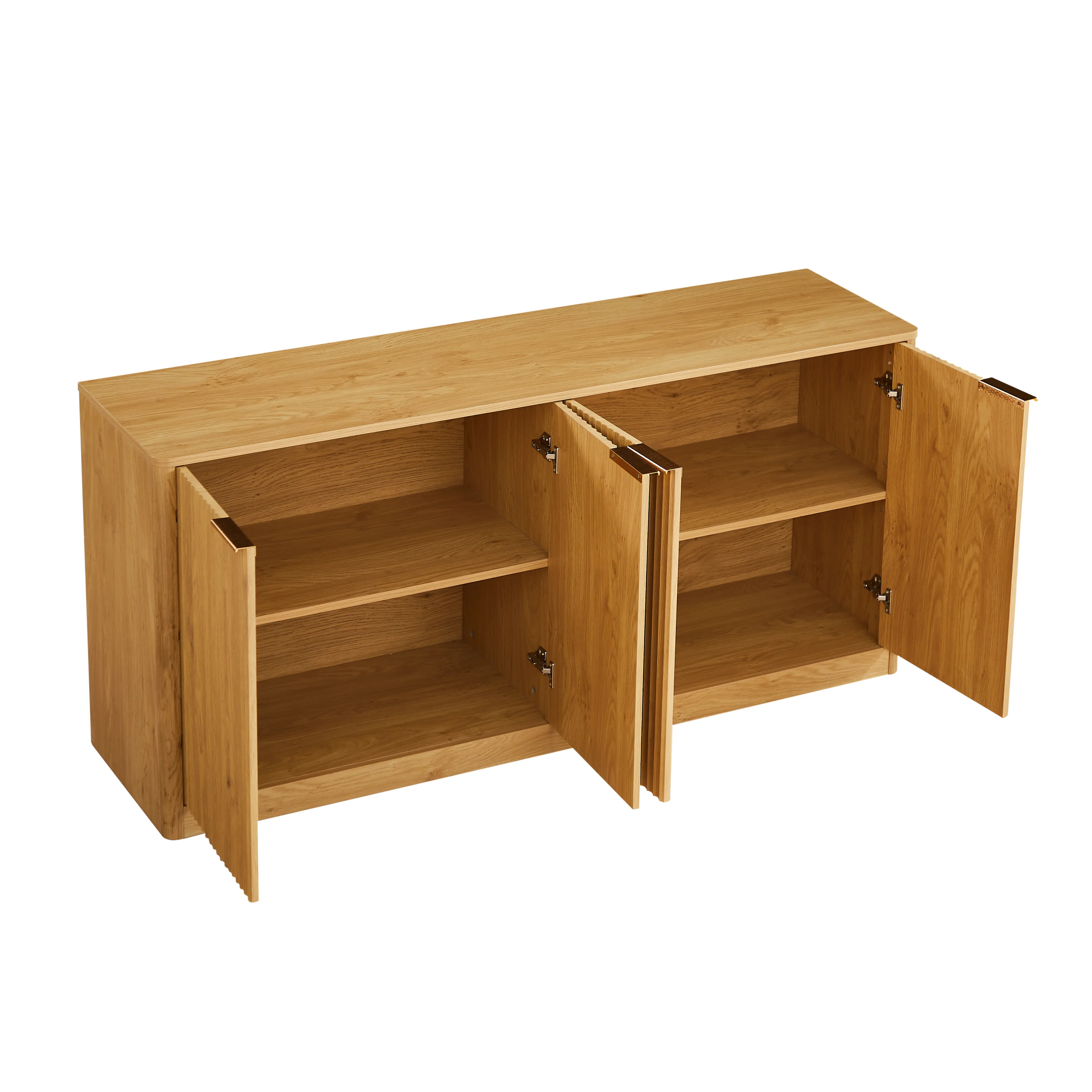 Aukfa 59" Modern Sideboard Cabinet, Wood Storage Credenza & TV Cabinet with 6 Fluted Doors for Living Room/Dining Room,Natural