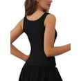 thumbnail image 3 of INSPIRE CHIC Women's Ribbed Round Neck Vest Sleeveless Workout Basic Slim-Fit Tank Top Black L, 3 of 5