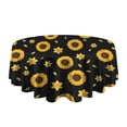 thumbnail image 5 of Black Sunflower Daffodil Pattern Round Tablecloth 60"x60",Wrinkle Wipeable Table Cloth for Kitchen Dining Room Picnic Patio Party, 5 of 6