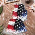 thumbnail image 6 of WTOBBY Women's Summer Color Block Print Two Piece Set Vest Sleeveless Top and Shorts Outfit Retro Style for Casual Fashion and Independence Day Themes ,Black L, 6 of 6