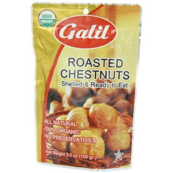 Galil Roasted Chestnuts, 3.5-Ounce Pouches (PACK OF 12)