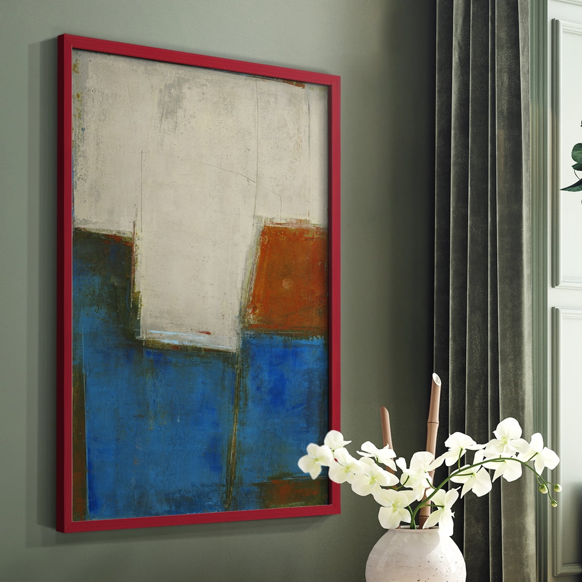 Complex Thought Framed Print in Red Solid Wood Framed Print No Nail Hanging