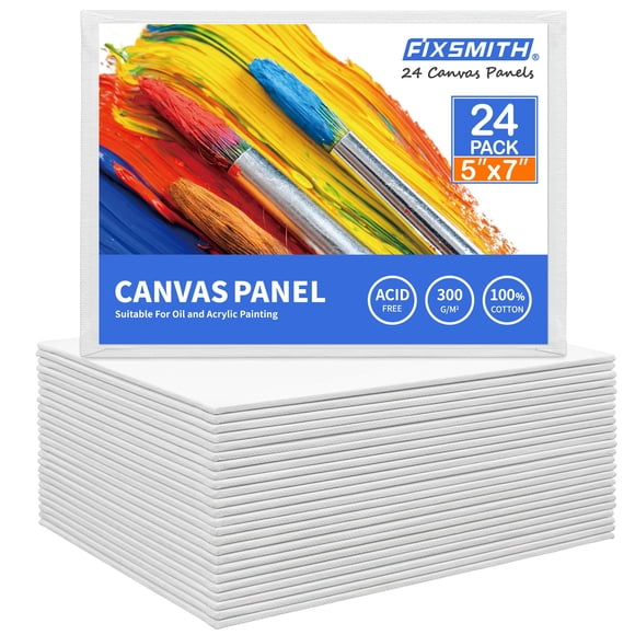FIXSMITH Painting Canvas Panel Boards - 5x7 Inch Art Canvas,24 Pack Mini Canvases,Primed Canvas Pan
