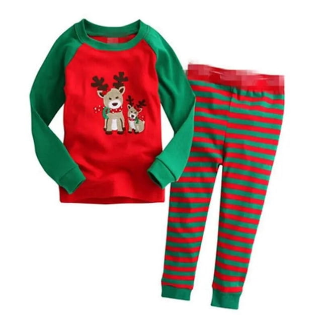 Pijamas de Navidad para niños y niñas, ropa de dormir de algodón, color rojo y rosa, de 2 a 7 años