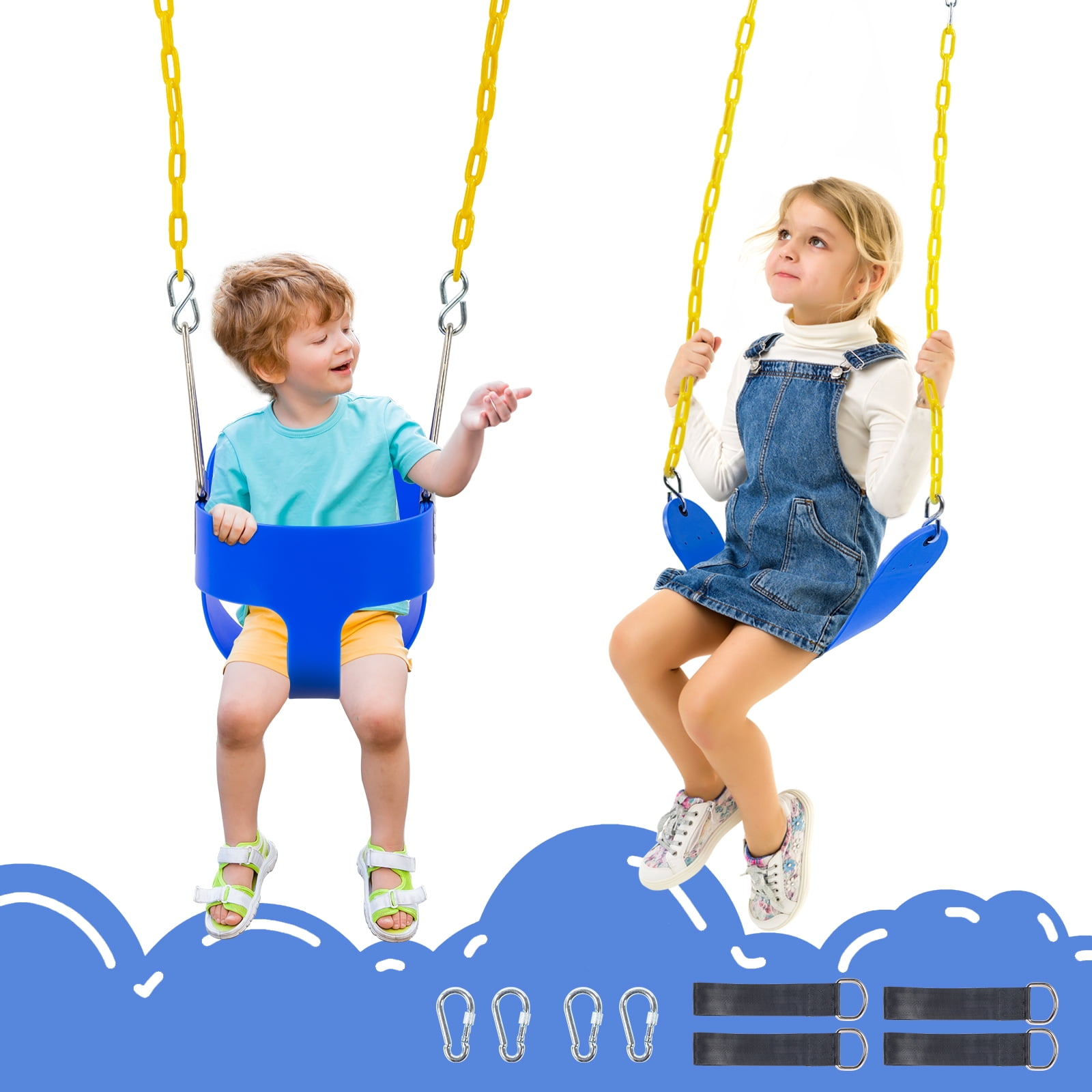 Ktaxon Outdoor Toddler Swing Set, Full Bucket Baby Swing Seat with