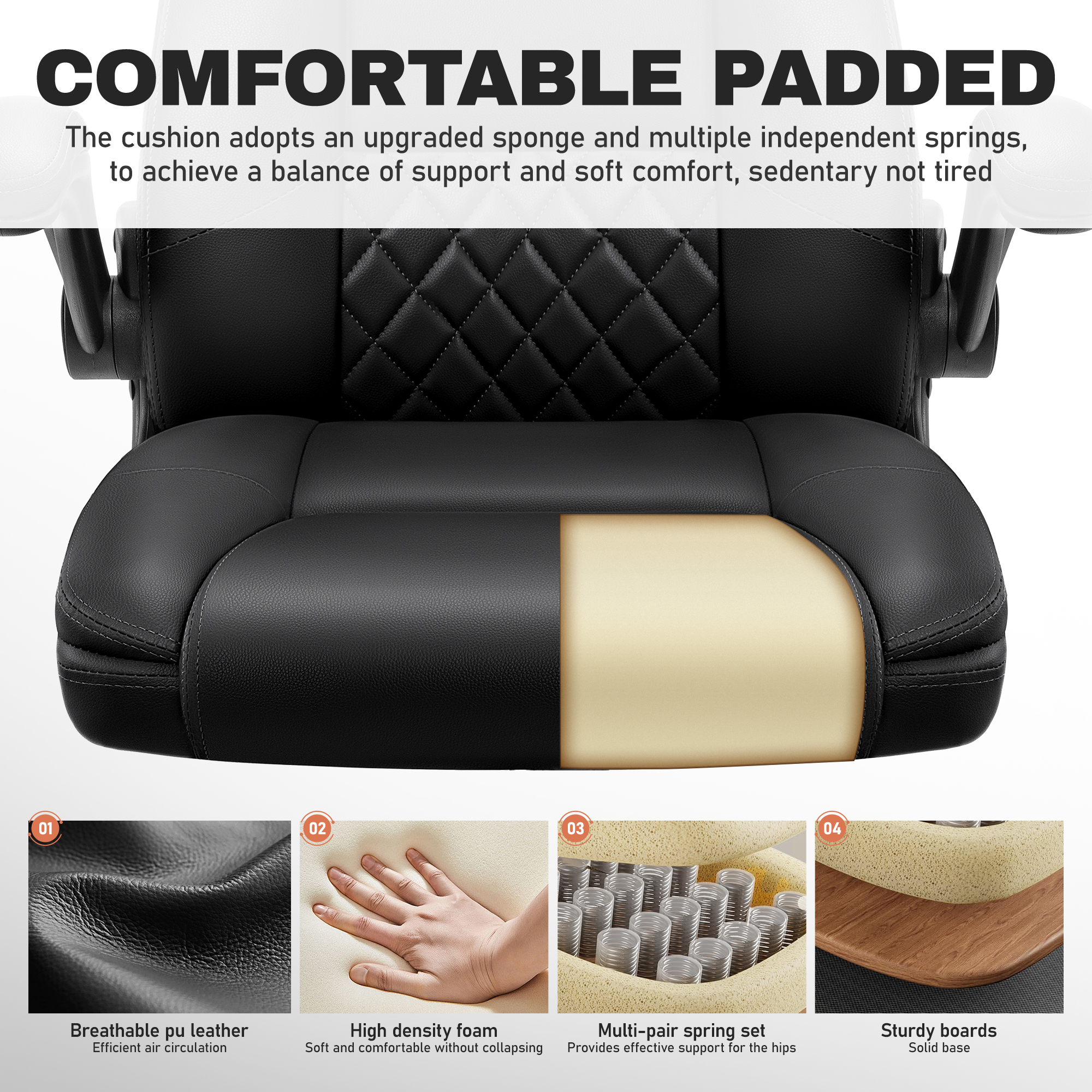 Coolhut Executive Leather Office Chair, Black photo 7