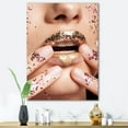 thumbnail image 2 of Designart ' Female With Golden Lips and Glitter On Her Hands ' Modern Canvas Wall Art Print, 2 of 4