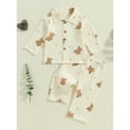 thumbnail image 2 of Suealasg Little Girls Boys Fall Pajamas Outfits Long Sleeve Bear Print Lapel Shirt Tops Elastic Pants 1T 2T 3T 4T 5T 6T Toddler Kids Autumn Sleepwear Homewear Set, 2 of 8