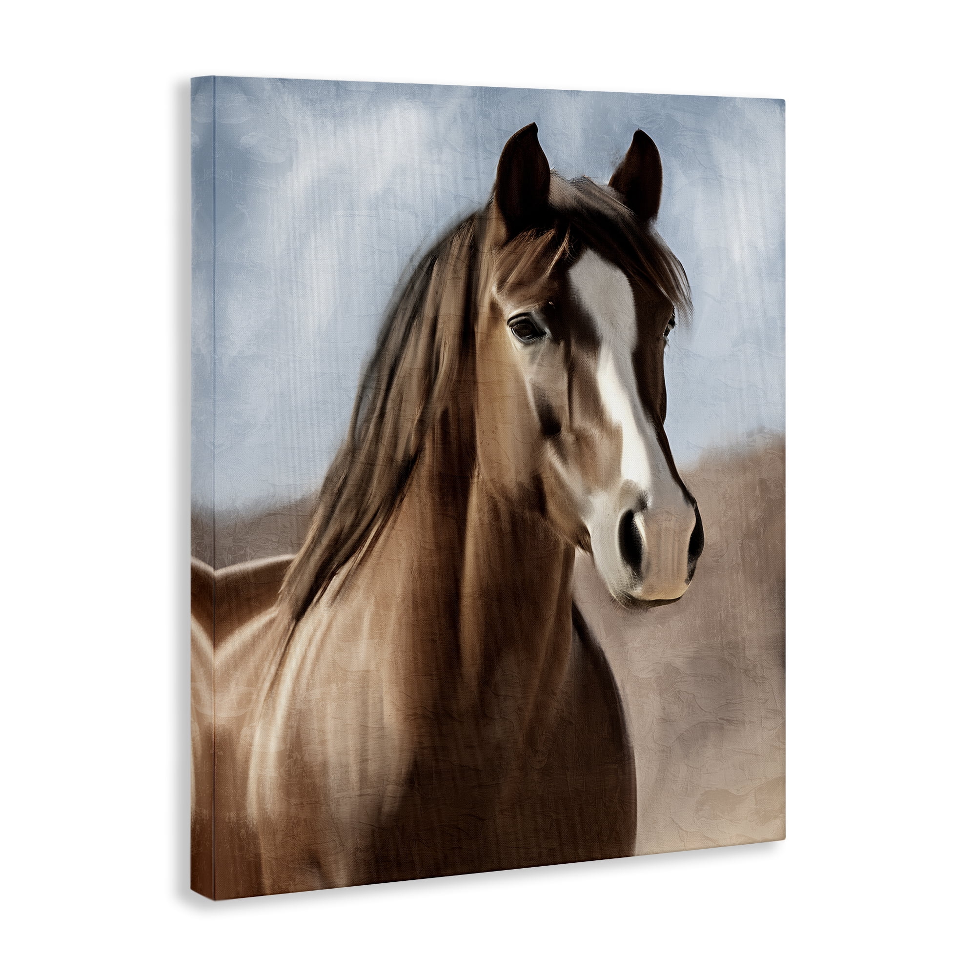 Stupell Industries Brown Horse Closeup Animals Painting Wrapped Canvas Art Print Wall Art, 24 x 30