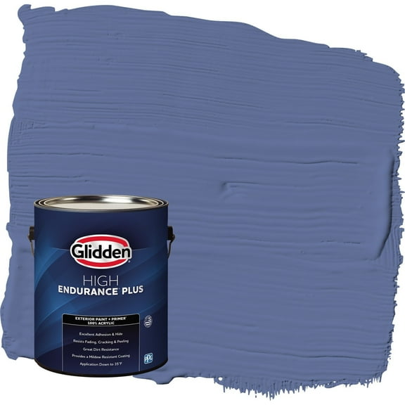 Glidden HEP Blueberry Patch / Blue Satin Exterior Paint with Primer, 1 Gallon