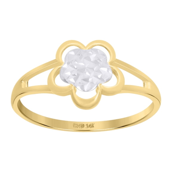 14k Two-Tone Gold Womens Flower Fashion Ring