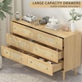 thumbnail image 3 of Rattan Dresser for Bedroom, Modern 6 Drawer Dressers & Chest of Drawers, Natural Boho Dresser with Handles Wood Storage Organizer Modern Dressers for Closet, Hallway, Office, 3 of 7